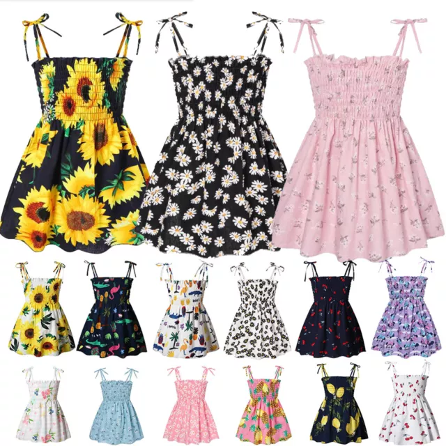 Summer Kids Birthday Party Dress Tutu Dress Baby Girls Floral Dresses Sundress