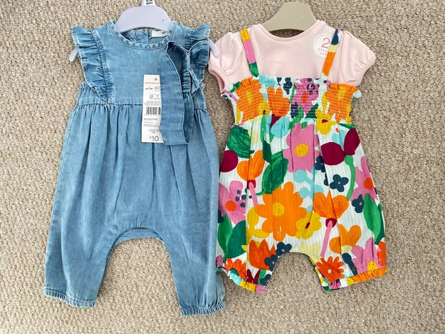 Baby Girls 0-3 Months Summer Outfit Bundle NEXT F&F Denim Floral Colourful BNWT