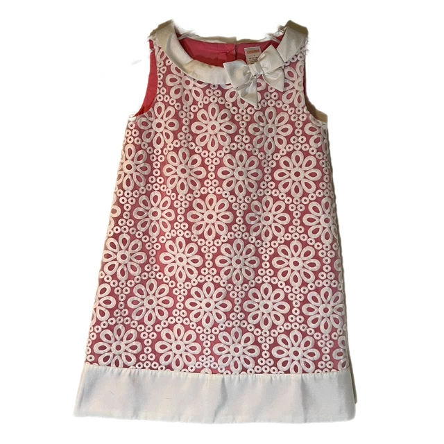Gymboree Pink Daisy Dress A-Line Sleeveless Peter Pan Lace Bow Girls Sz 6 NEW
