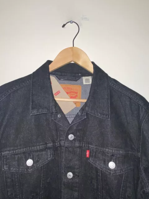 NEW ! Men's Levi's MEDIUM Levi's Denim Trucker Black Jacket