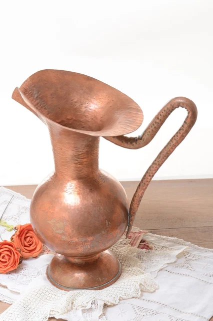 Bonita jarra vintage grande de cobre, jarrón de cobre Vintage copper pitcher 2