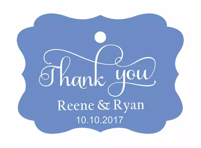 100 PCS Thank You Custom Made Hang Tags Personalized Wedding Favor-o4m