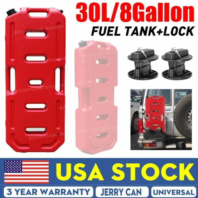 30L 8Gallon Can Emergency Backup Tank Fuel Gas Gasoline W/ Lock ATV SUV Truck US
