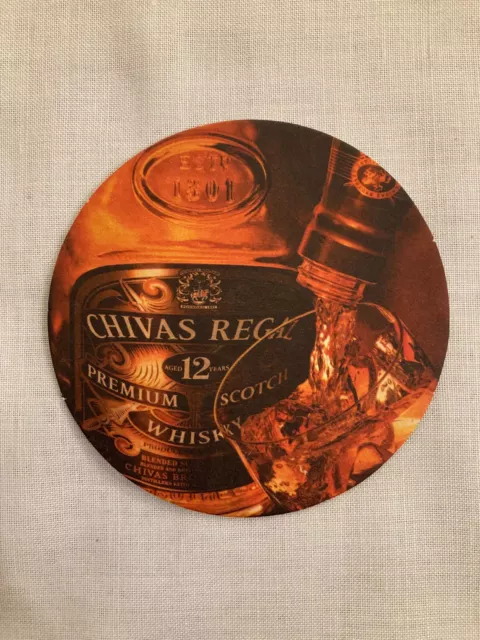 Vintage and Collectible, Cardboard Coaster, Advertising Whiskey CHIVAS REGAL.