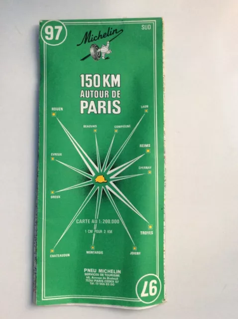 Vintage Sheet Map - Michelin 97 - Autour De Paris - 1973