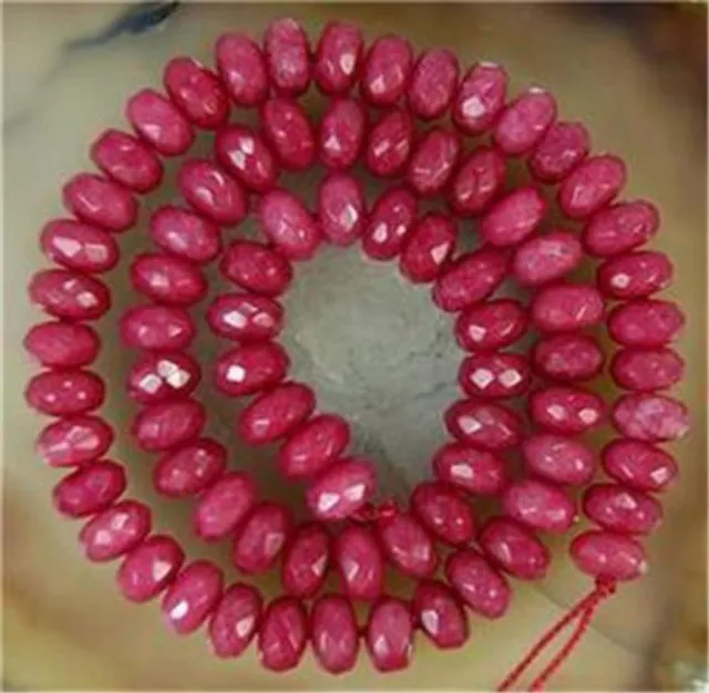 5x8mm Faceted Red Jade Rondelle Abacus Gemstone Loose Beads 15" Strand 3