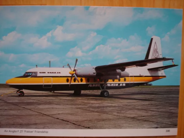 Airline Memorabilia - Publisher Postcard - Air Anglia F.27 Fokker Friendship