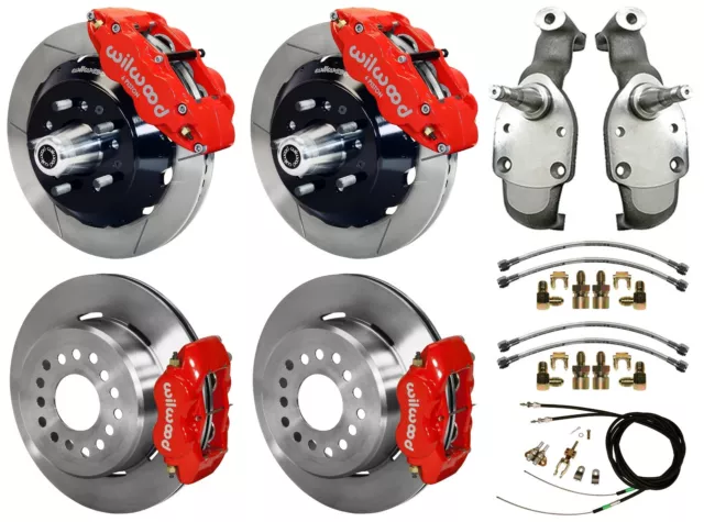 Wilwood Disc Brakes,13" Front & 12" Rear,2" Drop Spindles,65-70 Impala,Red Wilwood Disc Brakes,13" Front & 12" Rear,2" Drop Spindles,65-70 Impala,Red