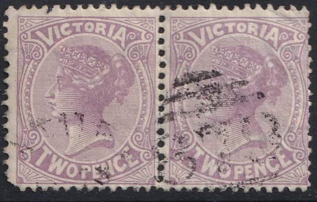 2d MAUVE QV w/ BARRED NUMERAL 379 TATURA Victoria POSTMARK PAIR RARE RRR sg 205