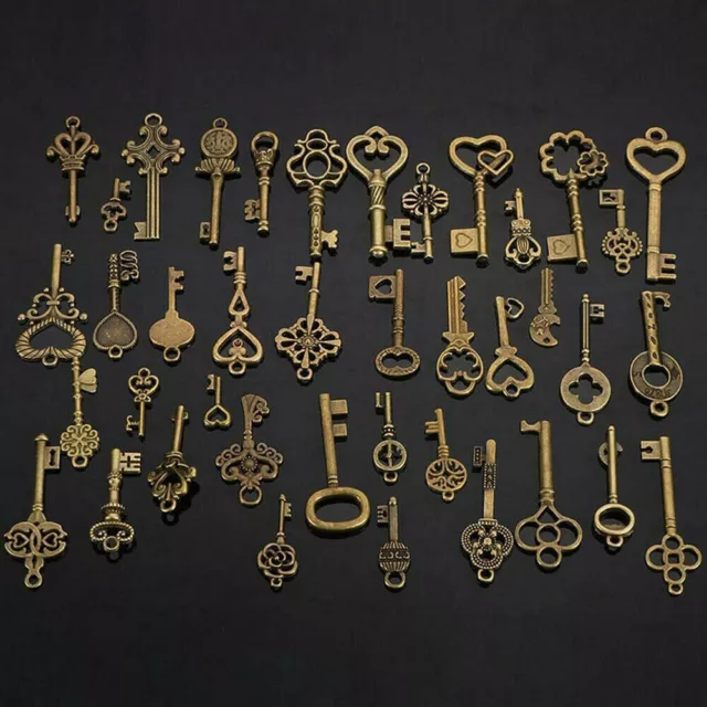 40X DIY Antique Vintage Old Look Royal Skeleton Pendant Keys Jewelry Craft Home