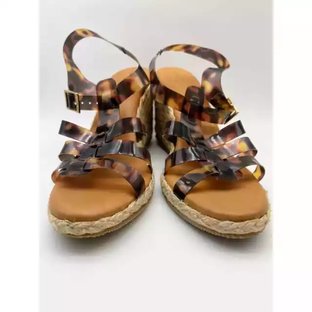 NIB Andre Assous Madia Wedge Tortoise Sandal Women's Size 10 MSRP $195