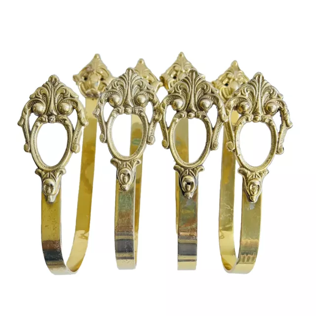 Vintage Ornate 2 Pair Of Brass Curtain Tie Backs Hollywood Regency. READ