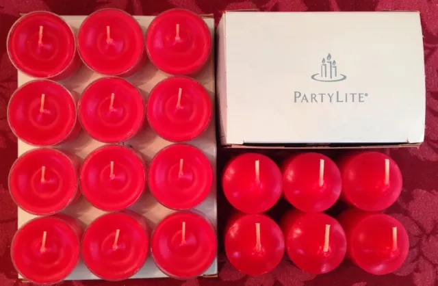 PartyLite CINNAMON & BAYBERRY Tealight & Votive Candles New LOT 18 NIB Christmas