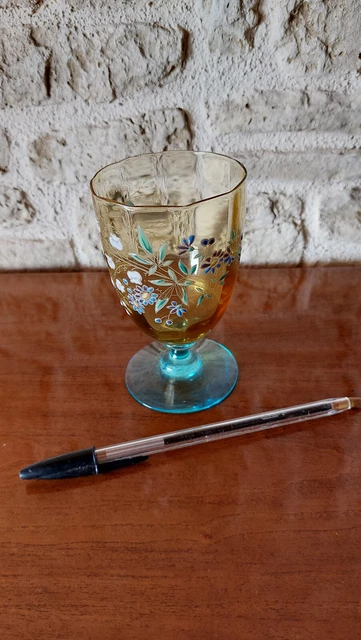 Verre Emaille Georges Sand Decor Floral Fait Main