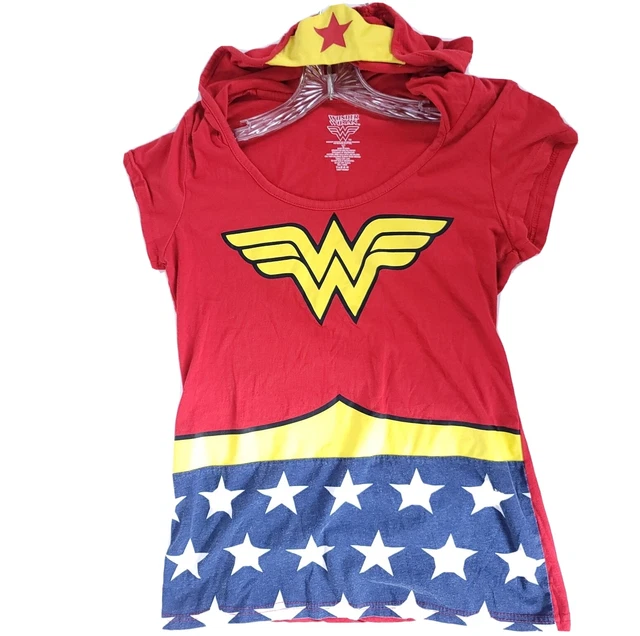 Wonder Woman Shirt With Tiara Hood Kids Girls Youth XL Justice League DC Comics
