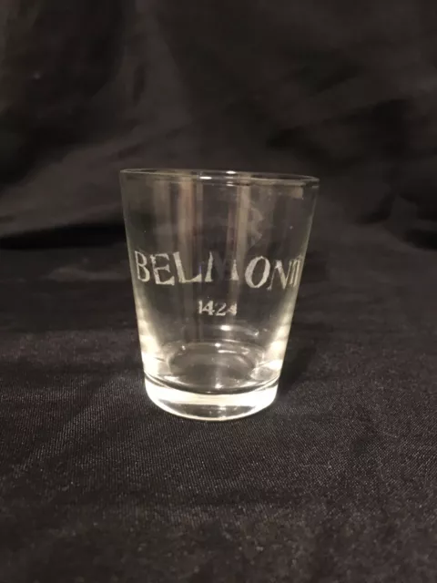 VINTAGE c1900 PRE-PRO WHISKEY BOURBON SALOON BELMONT 1424 SHOT GLASS