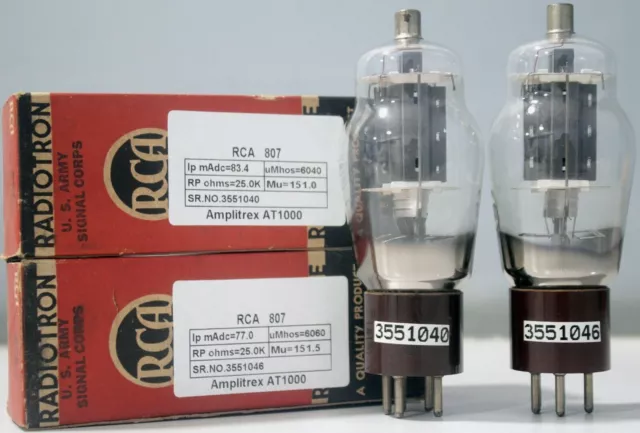 RCA 807 VT100 = 6L6 EL34 NOS Hergestellt in den USA Amplitrex getestet...