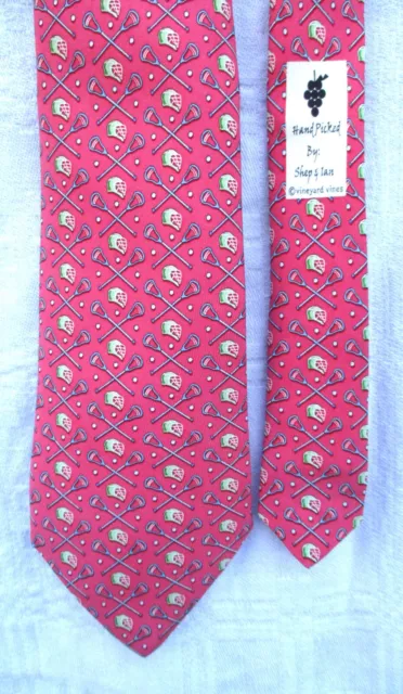 Vineyard Vines Youth Lacrosse Sticks and Helmet Silk Tie NEW No Tag Made in USA
