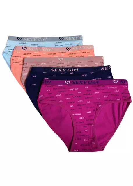 LOT 5 Women Bikini Panties Brief Floral Cotton Underwear Size M L