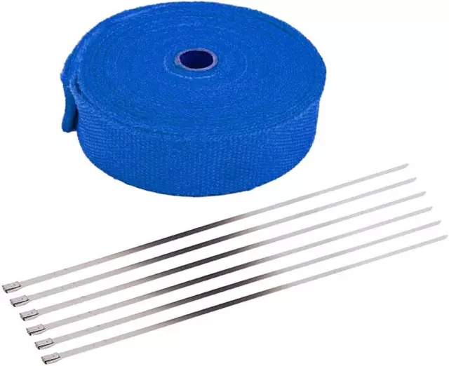 2.5CM X 5M Nastro Termico Isolante Blu Benda Termica Scarico Fibra Vetro Tubo Ca 3