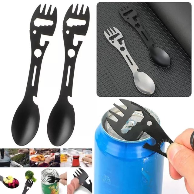 10 in 1 Outdoor Spork Fork Spoon Camping Survival Tool  Hiking Hunting
