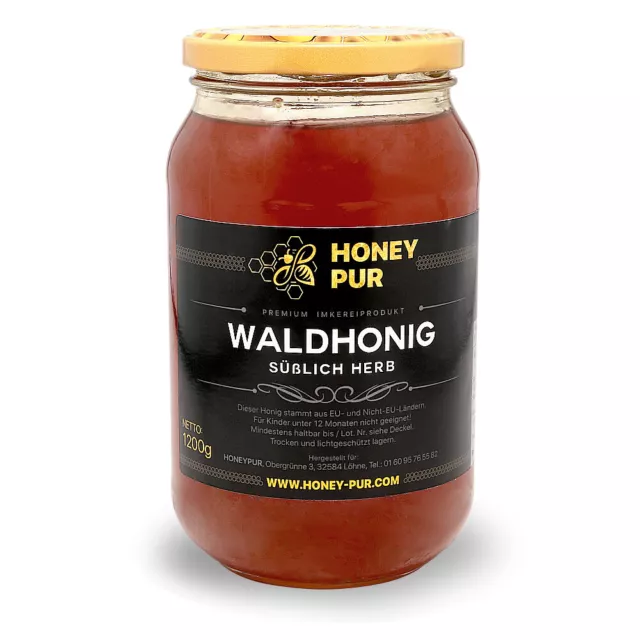 Echt Wald-Honig im Honigglas 1,2 KG Bienenhonig Naturprodukt ohne Zusätze