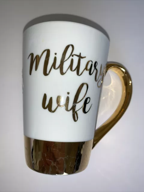Charming Charlie Coffee Mug Military Wife In Love with a Hero White Gold