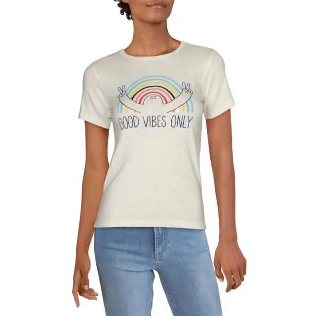 J. Crew Womens Good Vibes Only Graphic Short Sleeve Tee T-Shirt Top BHFO 6282