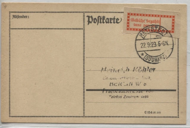 Gebührenzettel OPD Halle (Saale) 1 I e blanco Karte Hettstedt - Berlin (B07895) Gebührenzettel OPD Halle (Saale) 1 I e blanco Karte Hettstedt - Berlin (B07895)