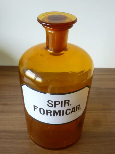 Apotheker-Flasche-Standgefäß Braunglas mit Glasstopfen 3 Liter SPIR. FORMICAR.
