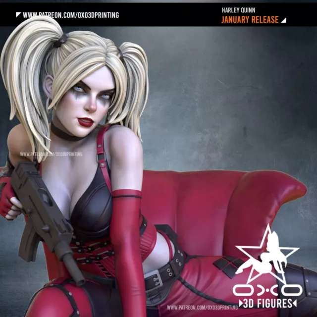 HARLEY QUINN 3D Printed and Hand-Painted Collectible Figurine DC Comics Fan Art