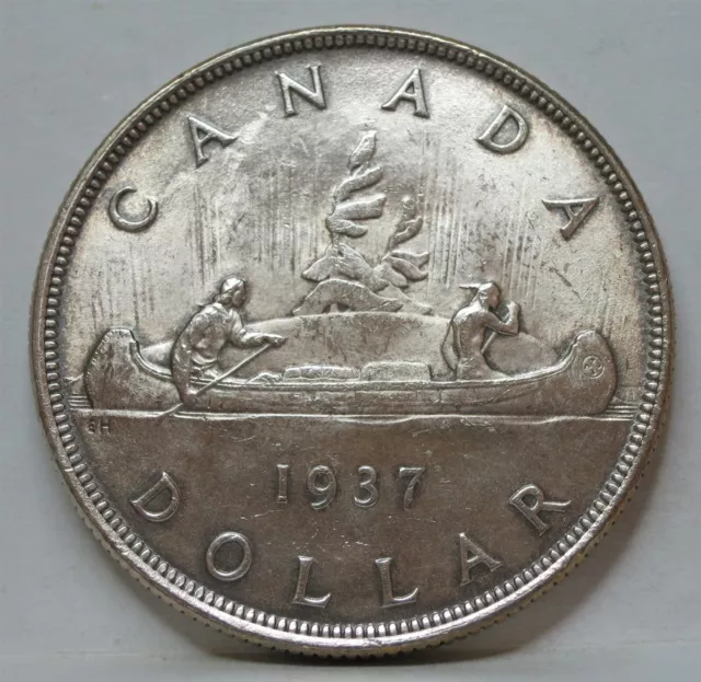 CANADA 1 dollar 1937 UNC Silver King George Voyageurs dolar Britain Dollar #E72