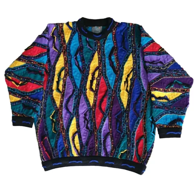 Rare Vintage COOGI Australia Mens 100% Pure New Wool 3D Jumper Sweater Size M