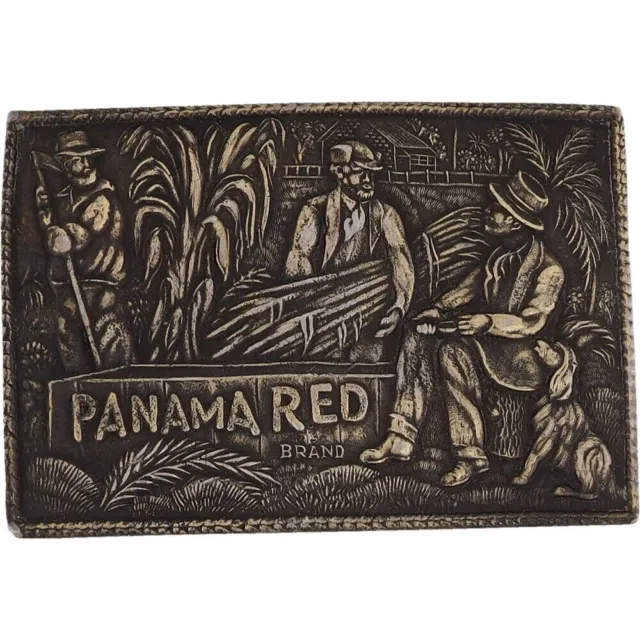 Panama Red Pot Cannabis Marijuana Weed Leaf Hippie 1970s Vintage Belt Buckle