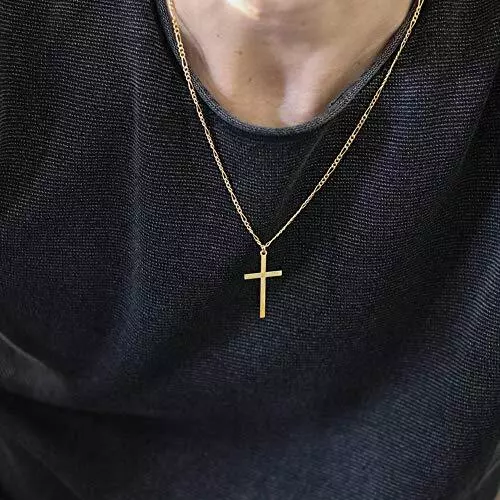 14K Gold Filled Cross Necklace for Men  Assorted Item Display Lengths , Styles 3