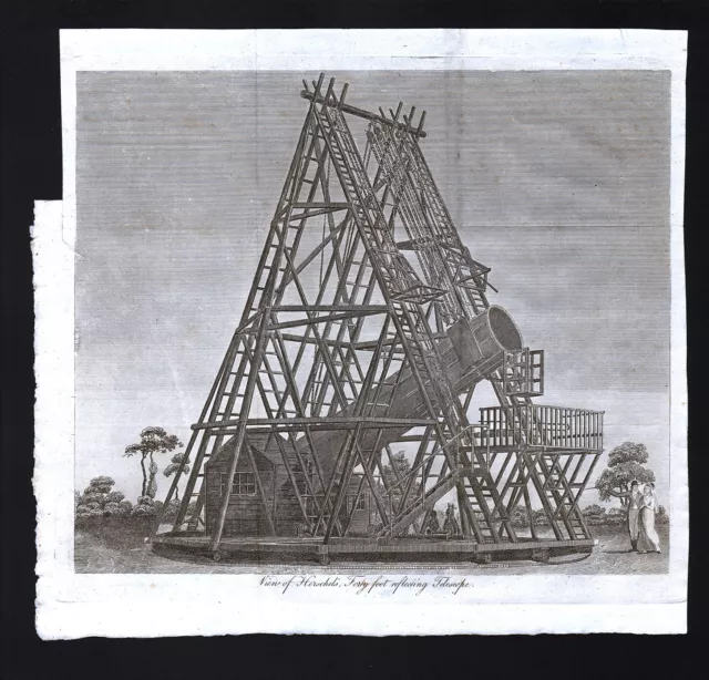 1809 Astronomy Print Herschel's 40 Foot Reflecting Telescope, Berkshire England