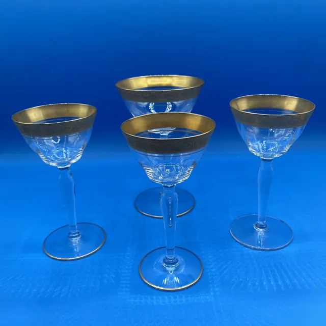4 Vintage Tiffin Franciscan Special Minton Champagne Glasses 3- Small 1- Medium
