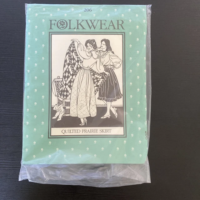 Vintage Folkwear Quilted Prairie Skirt Pattern 206 Costume Reenactment New