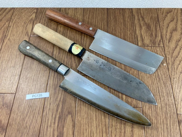 Japanese Chef's Kitchen Knife Set 3 Piece GYUTO SANTOKU NAKIRI from Japan PC135