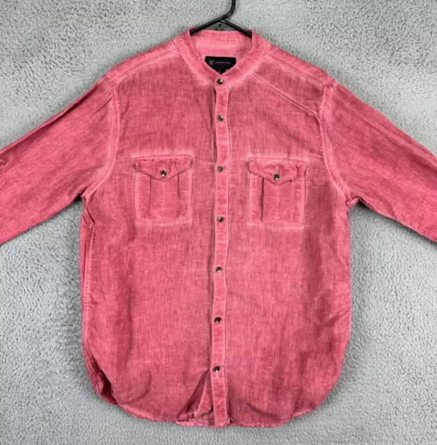 INC International Concepts Shirt Adult Large Pink Linen Blend Button Down Mens