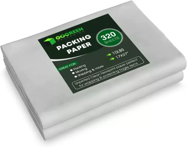 Packing Paper for Moving - 320 Newsprint Paper Sheets -10.Lb - 17" X 27" Moving