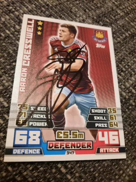 Signed Aaron Cresswell West Ham United Football Match Attax Card