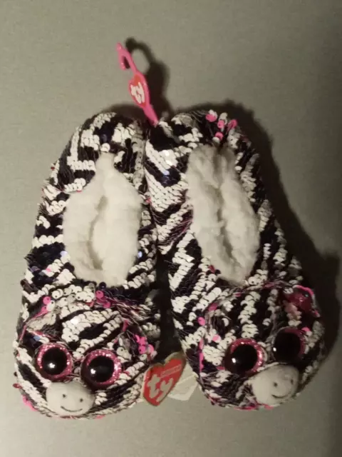 TY FLIPPABLES SEQUINS Poodle Rainbow Slippers 33 20 6cm 32.34