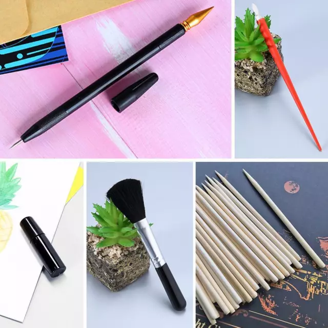 DIY Drawing Tools Kit with Stick Scraper Pen for Scratch Sketch Crafts (B)