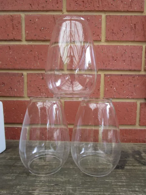 3 X  Vintage  Glass Kerosene Oil Lamp Chimney Shade Kero Lighting Parts