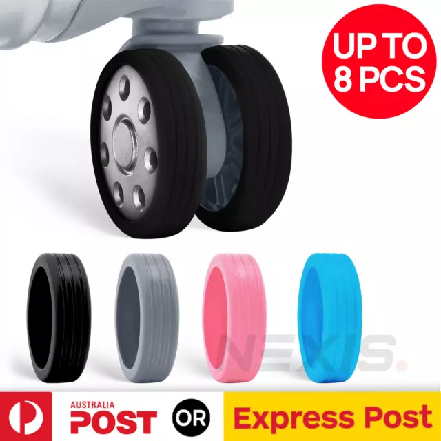 2-8x Luggage Wheel Silicone Covers Suitcase Wheels Protector Protection Sleeve