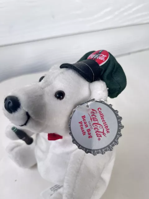 Coca-Cola Polar Bear Bean Bag Plush Stuffed Toy Driver's Cap Bowtie Vintage 1998 2