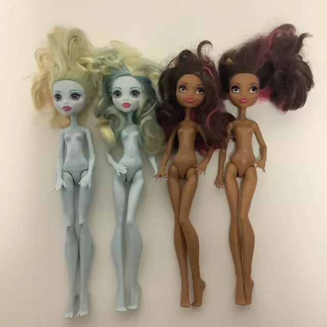 Monster High Doll Lot of 4 Nude Basic Dolls TLC Condition Clawdeen Lagoona READ