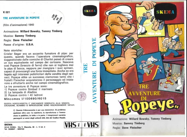 Popeye - Braccio Di Ferro  (1940) VHS Bianco e Nero