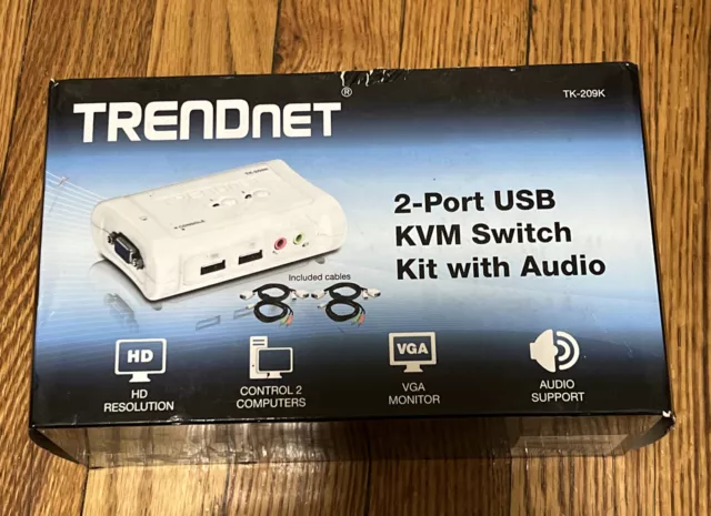 Trendnet TK-209K 2-port USB KVM Switch Kit avec Audio - Scellé Et Neuf